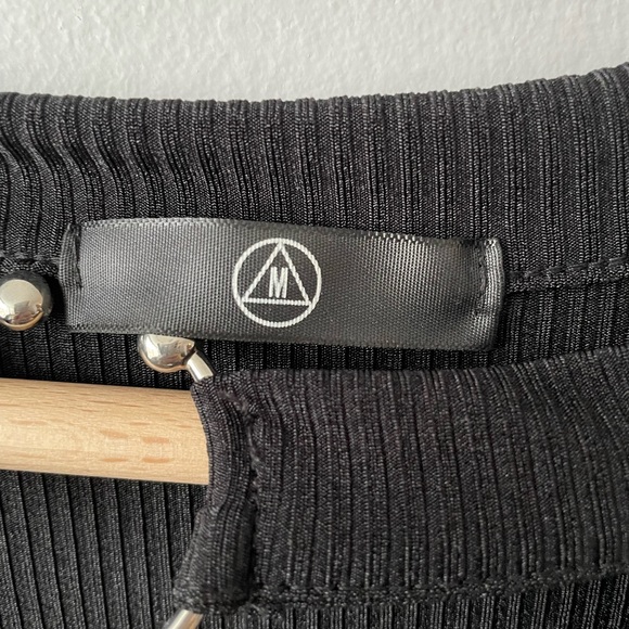 Y2K INSPIRED MISSGUIDED RIBBED BODYCON MINI PEEKABOO CHOKER DRESS US 12 - Picture 7 of 9